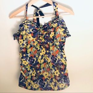 Alice + Olivia Floral Halter Top - Yellow, Blue, Red